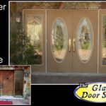 Double Front doors with oversized sidelights replace old wood door