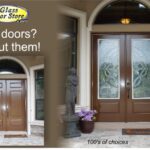 double front entry doors with glass inserts in top portion of doors